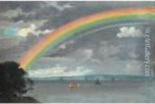 Regnbue Over Havet (rainbow Over The Straits) Oil Painting - Christoffer Wilhelm Eckersberg