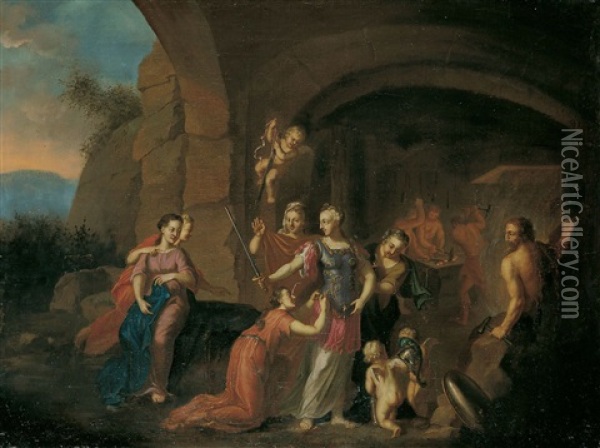 Minerva In Der Schmiede Des Vulkan Oil Painting - Hendrik van Balen the Younger