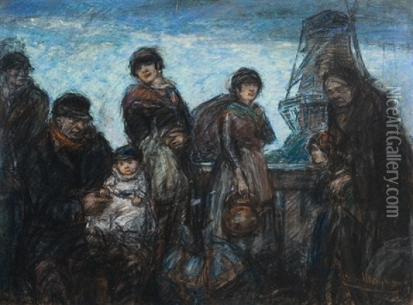 Automne, Les Refugies Oil Painting - Eugene van Mieghem