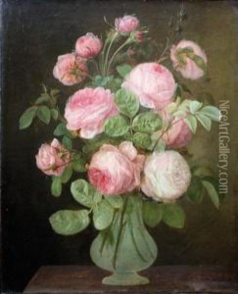 Bouquet De Roses Dans Un Vase Oil Painting - Gerard Van Spaendonck