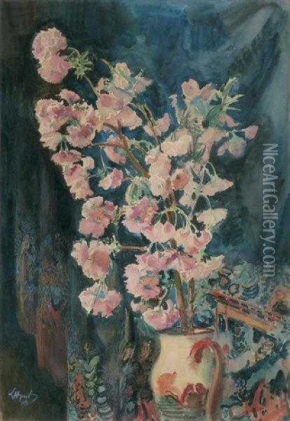 Flowers In A Pot Oil Painting - Leon Wyczolkowski