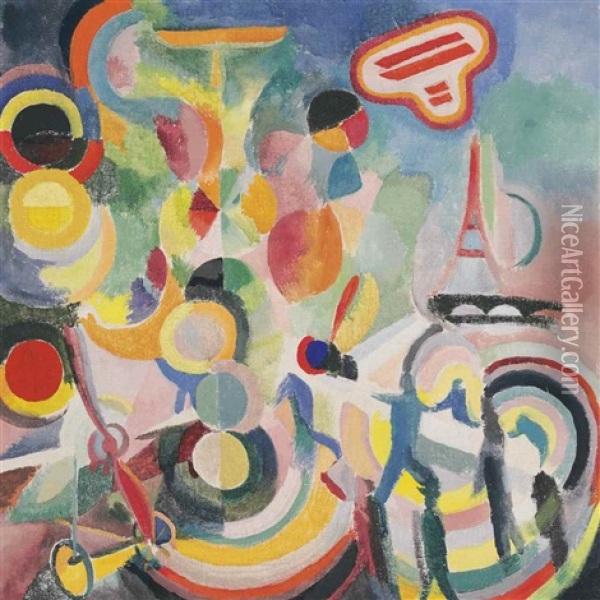 Hommage A Bleriot, Esquisse Oil Painting - Robert Delaunay
