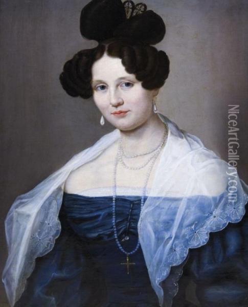 Damenportrat Oil Painting - Anna Maria Jakobine Korner