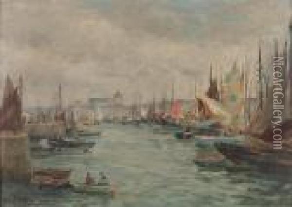 Le Bassin Du Port Oil Painting - Edmond Marie Petitjean