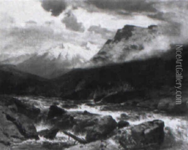 The Tyrol Alps Oil Painting - August Loehr