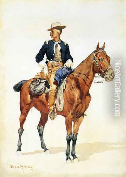 Lieutenant S. C. Robertson, Chief of the Crow Scouts Oil Painting - Frederic Remington