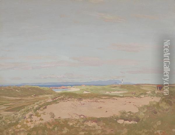 Arran And The Clyde From Turnberry Golf Course Oil Painting - George Houston