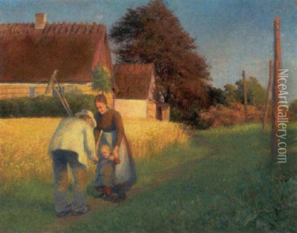 Bondeidyl Ved Strataekt Gard Oil Painting - Cilius (Johannes Konrad) Andersen