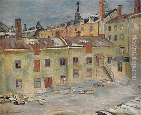 Sodermalm - Stockholm Oil Painting - Eric C. Hallstroem