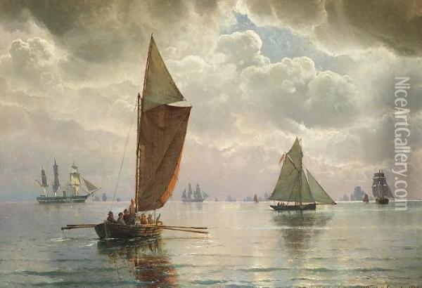 Sailing Boats At The Sound Oil Painting - Carl Frederick Sorensen