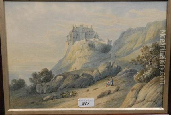 Sterling Castle From The Hillside Oil Painting - Thomas Miles Richardson