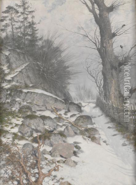 Vinterlandskap Oil Painting - H. Knut Ekwall