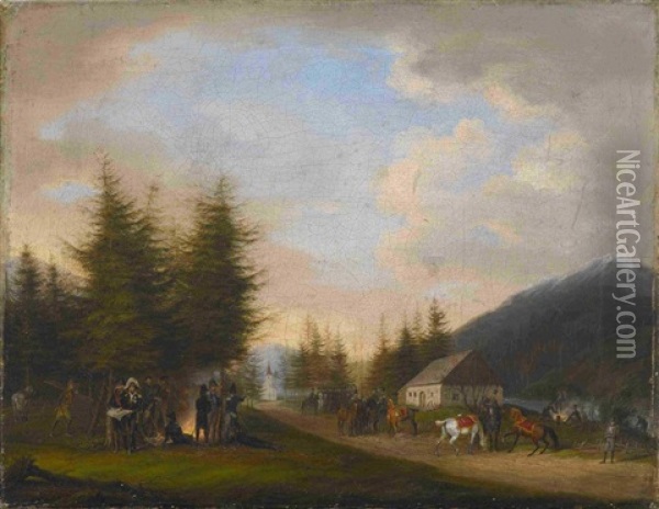 Biwak Eugene De Beauharnais In Sudtirol Oil Painting - Albrecht Adam