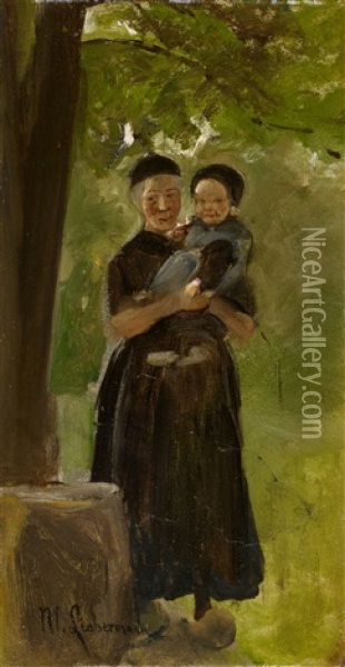 Mutter Mit Kind Unter Baumen Stehend Oil Painting - Max Liebermann