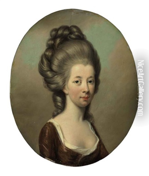 Portrait Of Emilia Olivia St. George, The Duchess Of Leinster Oil Painting - Hugh Douglas Hamilton