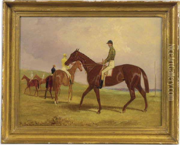 Mince Pie, Alfred Day Up, At Epsom Before The Start Of The Oaks Oil Painting - Harry Hall