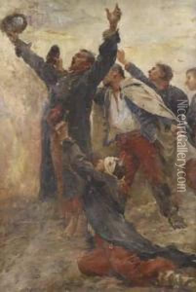 Soldats Criant < Vive La France ! > Oil Painting - Georges Moreau de Tours