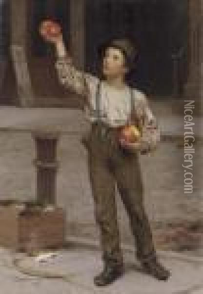 The Young Apple Salesman Oil Painting - John George Brown