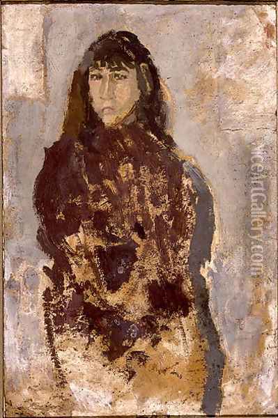 Study of a Young Woman in a Mulberry Dress Oil Painting - Gwen John
