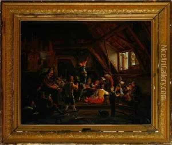 Interior From A Country Classroom Oil Painting - Johannes Dirckz. Van Oudenrogge