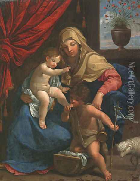 The Madonna and Child with Saint John the Baptist Oil Painting - Guido Reni