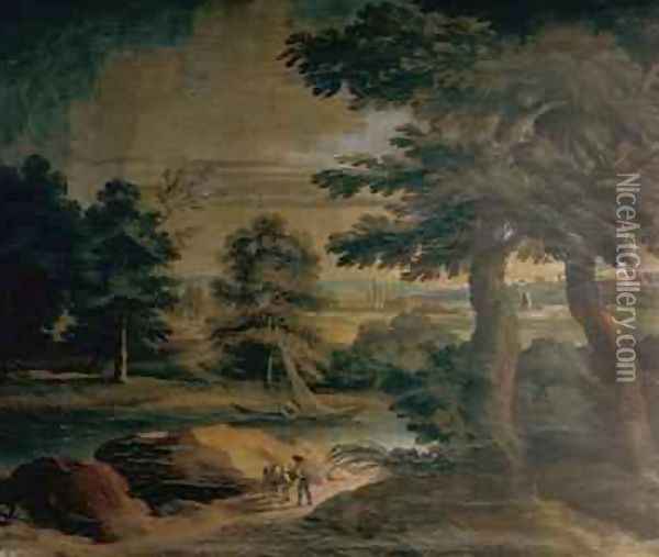 Landscape with River Oil Painting - Crescenzio Onofri