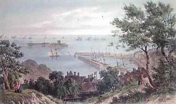 The Royal Squadron at Anchor, 2nd September 1846, from the Visit of Queen Victoria in Jersey, engraved by H. Walter, 1847 Oil Painting - Philip John Ouless