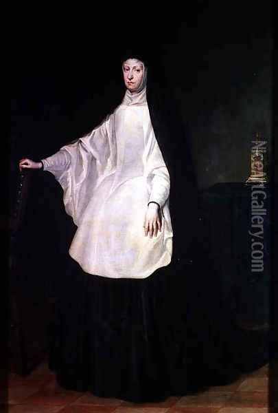 Queen Maria-Anna of Bavaria-Neuburg (1667-1740) Queen of Spain, wife of Charles II (1661-1700), in mourning, c.1700 Oil Painting - Juan Carreno De Miranda