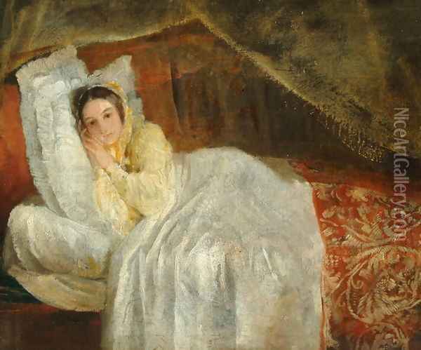 Lady on a day-bed, 1844 Oil Painting - George Frederick Watts