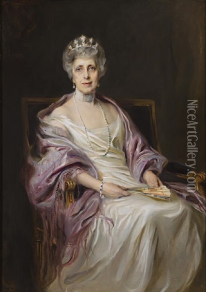 A Portrait Of Mrs. Robert Livingston Fryer, Nee Miss Melissa Dodge Pratt Oil Painting - Philip Alexius De Laszlo