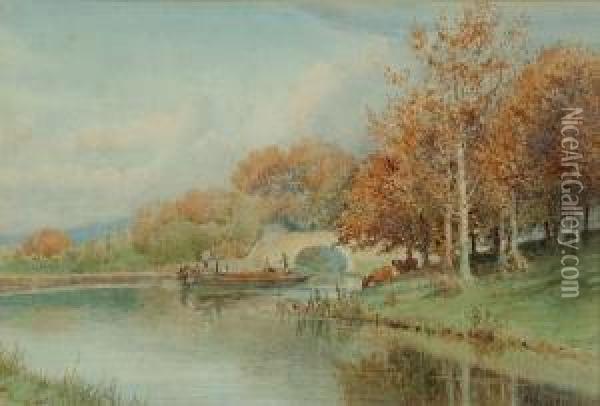 Hest Bank Canal Oil Painting - William Woodhouse