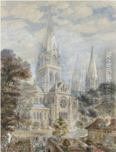 St Fin Barre's Cathedral, Cork Oil Painting - Axel Herman Haig