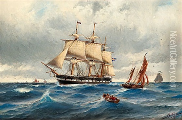 Fregatten "vanadis" I Nordsjon Oil Painting - Jacob Haegg