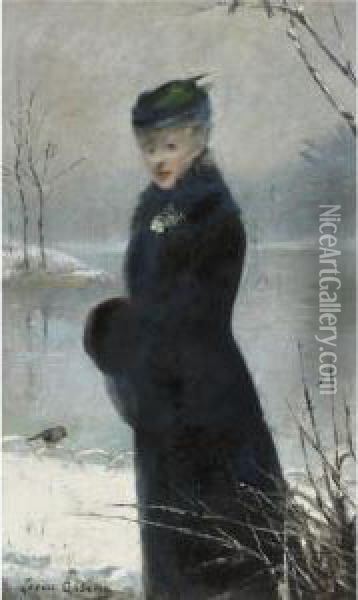 A Winter Stroll Oil Painting - Louise Abbema
