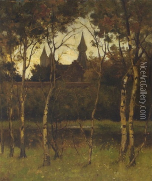 A View Of Castle Doorwerth From The Grounds Oil Painting - Theophile De Bock