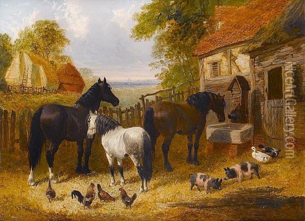 In The Farmyard Oil Painting - John Frederick Herring Snr