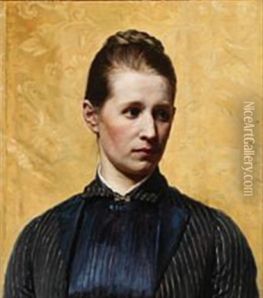 Portrait Of Anna Sophie Frederikke Smith-petersen Oil Painting - August Andreas Jerndorff