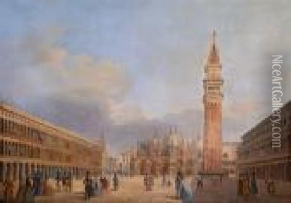 Veduta Della Piazza San Marco Oil Painting - Giuseppe Bernardino Bison