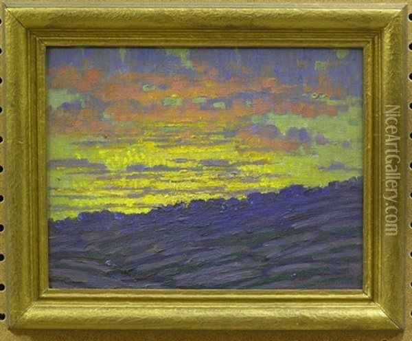 Landscape At Sunset Oil Painting - Joseph David Greenbaum
