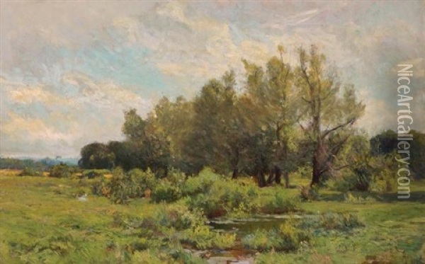 Landscape In Spring Oil Painting - Hugh Bolton Jones