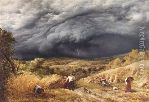 Storm In Autumn Oil Painting - John Linnell