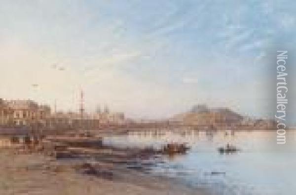 View Over Macao Harbour Oil Painting - Eduard Hildebrandt