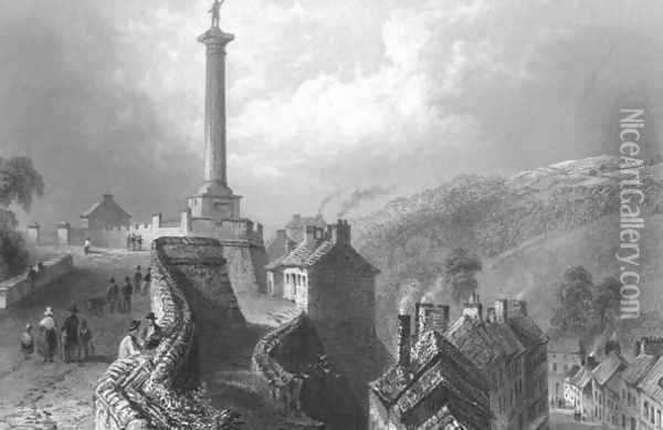 Walls and Walker's Pillar, Londonderry, from 'Scenery and Antiquities of Ireland Oil Painting - William Henry Bartlett