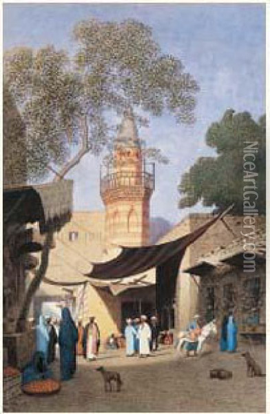 Vue Du Caire Oil Painting - Ch. Theodore, Bey Frere