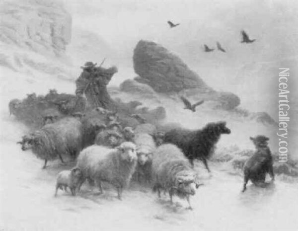 The Blizzard Oil Painting - August Friedrich Albrecht Schenck