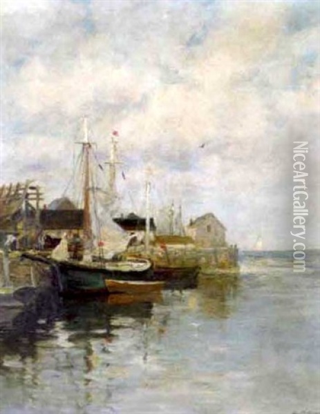 Afternoon, Rockport Harbor Oil Painting - Charles Paul Gruppe