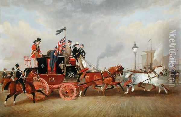 'The Last of the Mail Coaches- The Edinburgh-London Royal Mail at Newcastle-upon-Tyne, 5th July 1847, 1848 Oil Painting - James Pollard