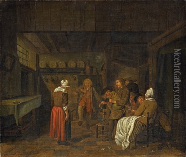 Tavern Scene Oil Painting - Jan Josef Horemans the Elder