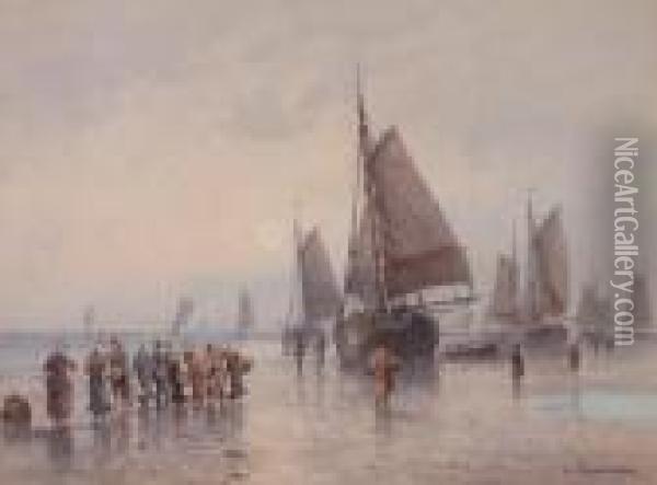 L'arrivee Des Pecheurs, Port Du Nord Oil Painting - Louis Timmermans