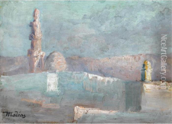 Egyptian Landscape Oil Painting - Konstantinos Maleas